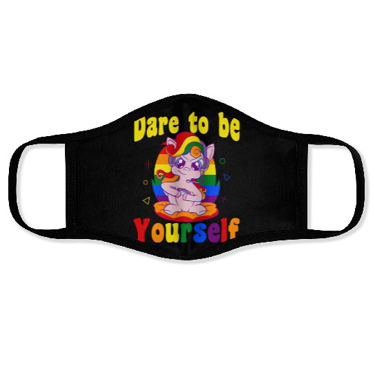 Dare to be Gaymer Lesbian Girl Gamer gift Face Masks