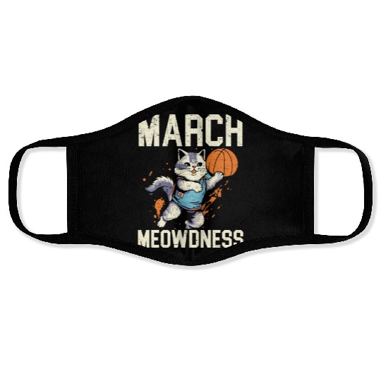 Basketball Cat Basketball Player I Love Basketball Face Masks