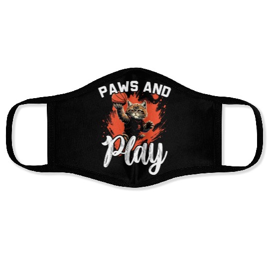 Basketball Cat Basketball Player I Love Basketball Face Masks