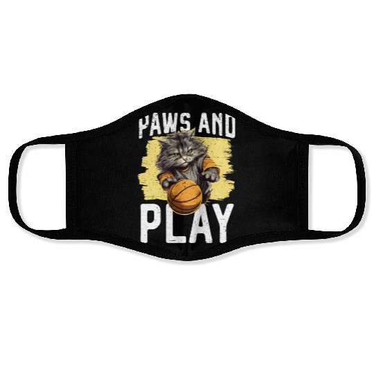 Basketball Cat Basketball Player I Love Basketball Face Masks
