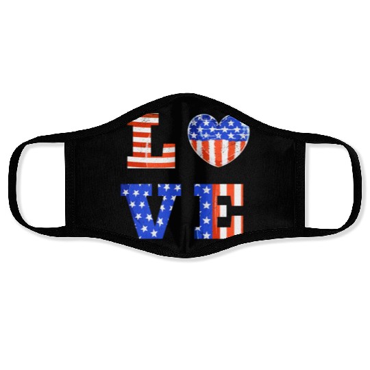 LOVE America Independence Day USA Patriots Face Masks