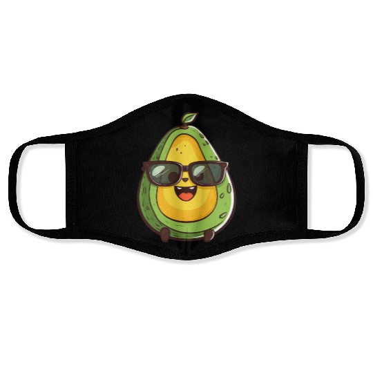 Cool Nerd Avocado with Glasses - Funny Design Face Masks