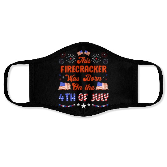 USA This Firecracker was born 4th of July Face Masks