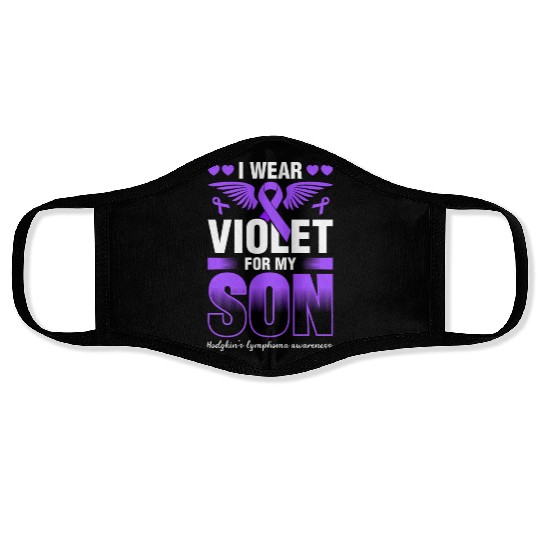 I Wear Violet For My Son Hodgkins Lymphoma Face Masks