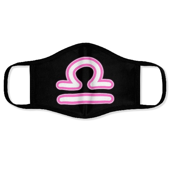 Libra Zodiac Sign Neon Pink Face Masks
