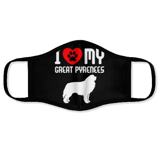 I Love My Great Pyrenees Face Masks