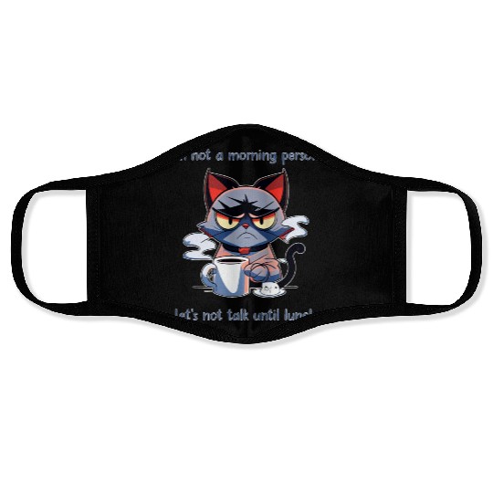 Grumpy cat morning person Face Masks