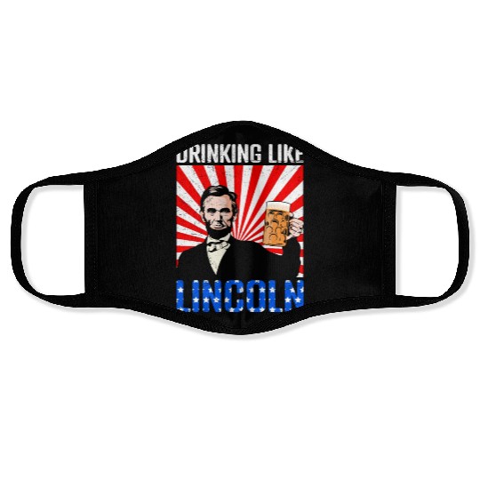 USA President Drinking like Lincoln Independence Face Masks