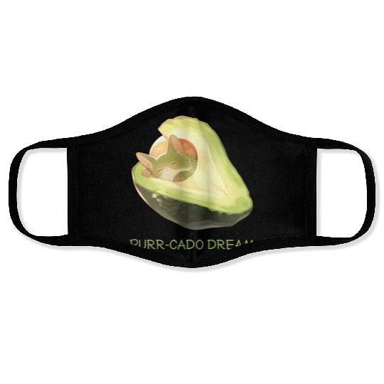 Purr-Cado Dream Funny Avocado Kawaii Cat Lover Face Masks