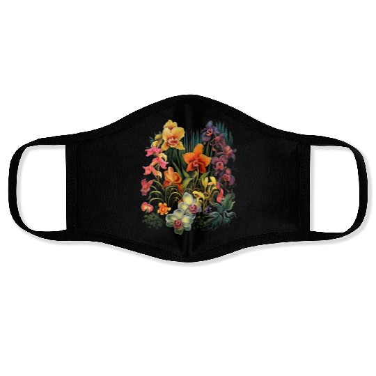 Orchids Flowers Garden Blossom Orchid Lover Face Masks