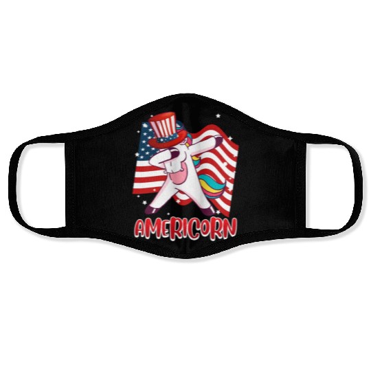Americorn Unicorn America Party Independence Day Face Masks