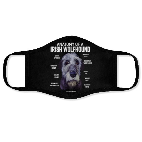 Anatomy of a Irish Wolfhound Dog Funny Gift Face Masks