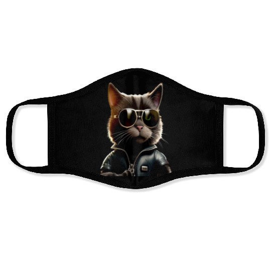 Cat With Sunglasses Cute Cat Mom Meow Paws Kitty Face Masks