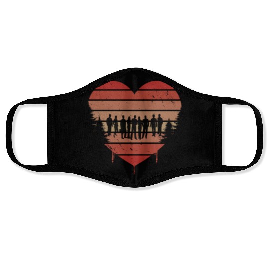 Cute Red Vintage Heart Social Studies Valentine Face Masks