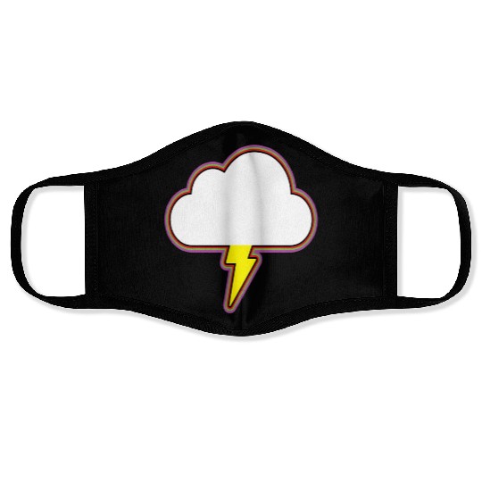 Thunder Cloud Lightning Raining Storm Face Masks