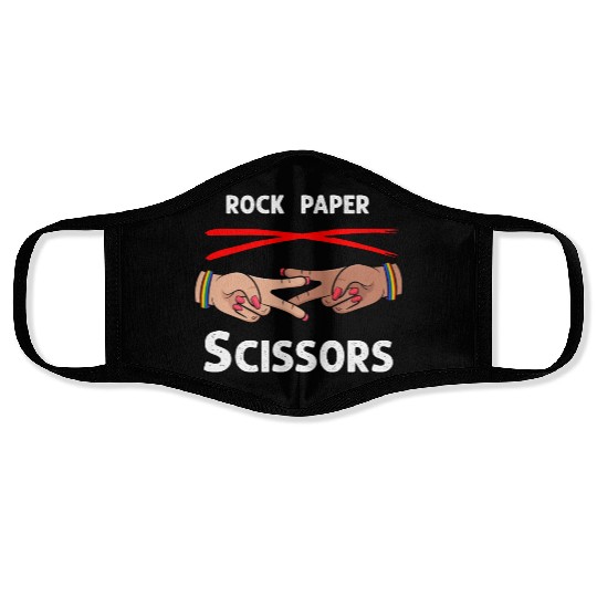 Rock Paper Scissors Funny Lesbian Pride LGBT Face Masks