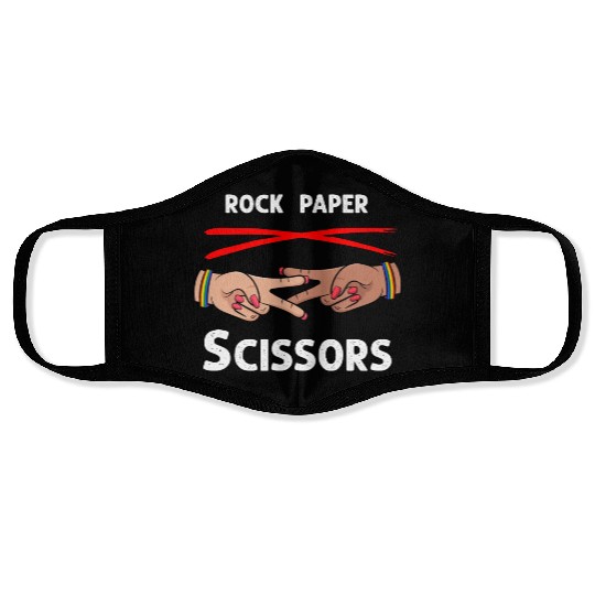 Rock Paper Scissors Funny Lesbian Pride LGBT Face Masks