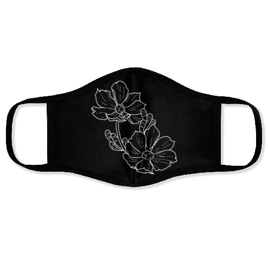 art shirt8 black flower Face Masks