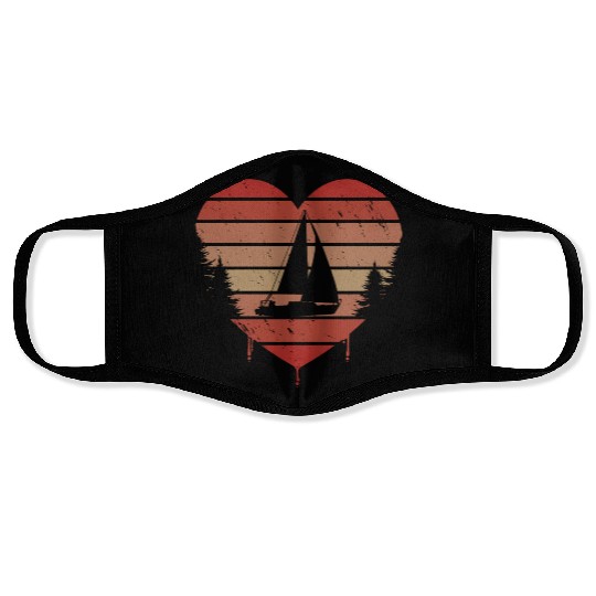 Cute Red Vintage Heart Sailing Valentine Day Face Masks