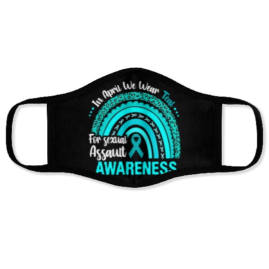 Rainbow In April We Wear Teal Sexual Assault Aware Face Masks
