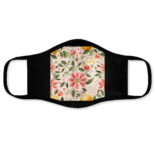 Lemon Pink Floral Detailed Summer Collection 03 Face Masks