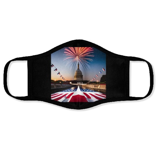 Independence Day, U.S.A., celebration, party, year Face Masks