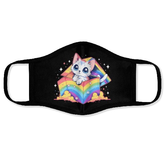 Cool Rainbow Cat Pride Transgender LGBT Community Face Masks