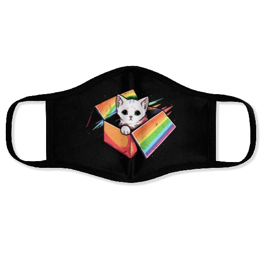 Cute Cat Pet Lover Rainbow LGBT Community Pride Face Masks