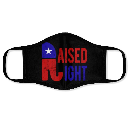 Raised Right Proud Republican Elephant Logo Usa Face Masks