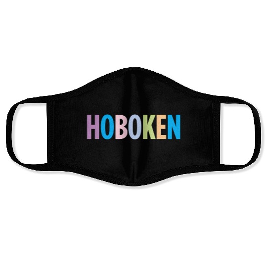 Hoboken New Jersey Colorful Type Face Masks