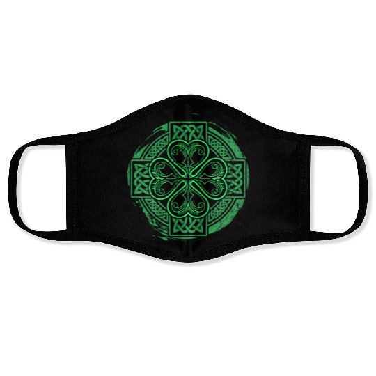 Celtic Knot Irish Shamrock Three Leaf Clover St Pa Face Masks