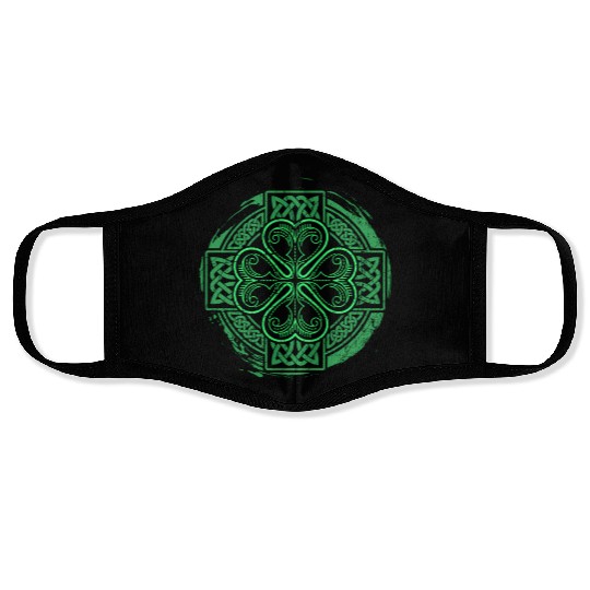 Celtic Knot Irish Shamrock Three Leaf Clover St Pa Face Masks