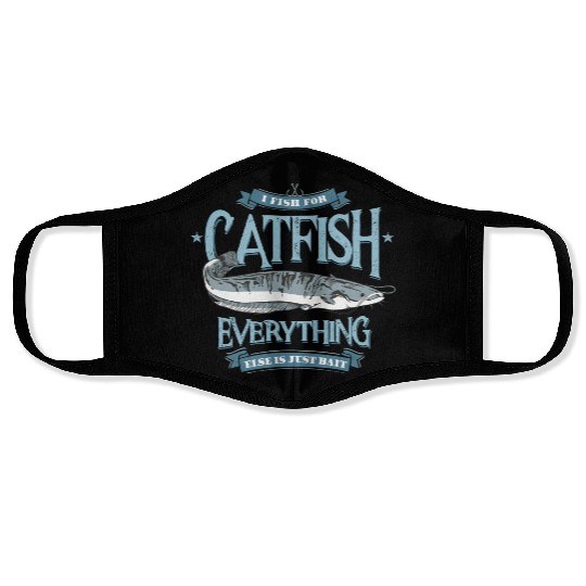 Catfish Hunting Funny Fishing Quote Vintage Face Masks