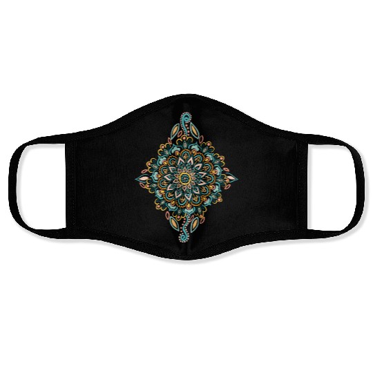 Retro Spring Folk Art Diamond Face Masks