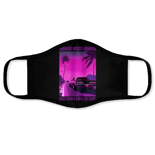 Vintage 80s Graphic Retrowave Muscle Car Racing Face Masks