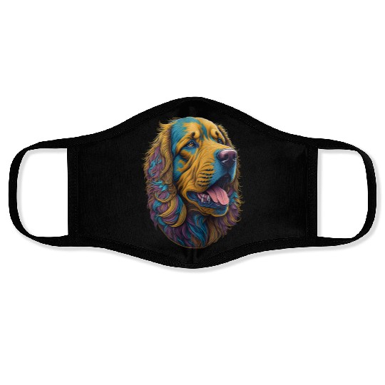 Colorful Dog Golden Retriever Face Masks