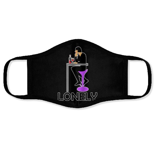LONELY GIRL ALONE Face Masks