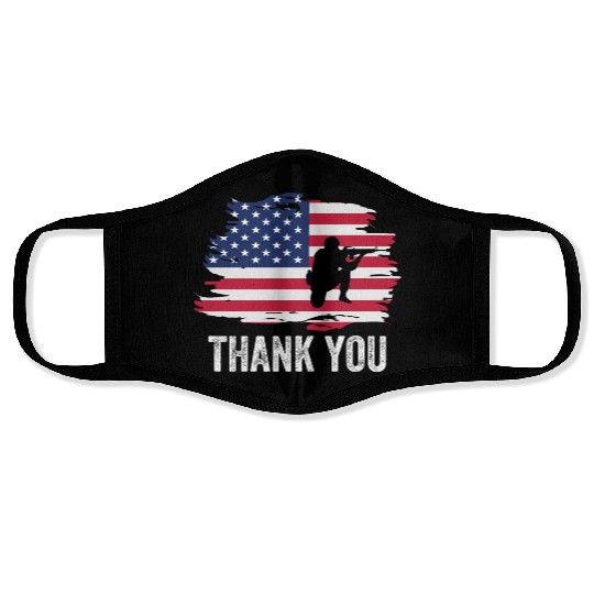 Thank You Us Flag Memorial Day Face Masks