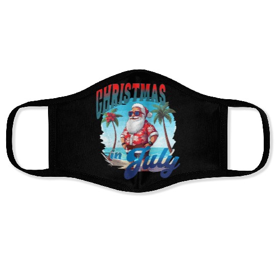 Santa at the Beach | Christmas In July Face Masks