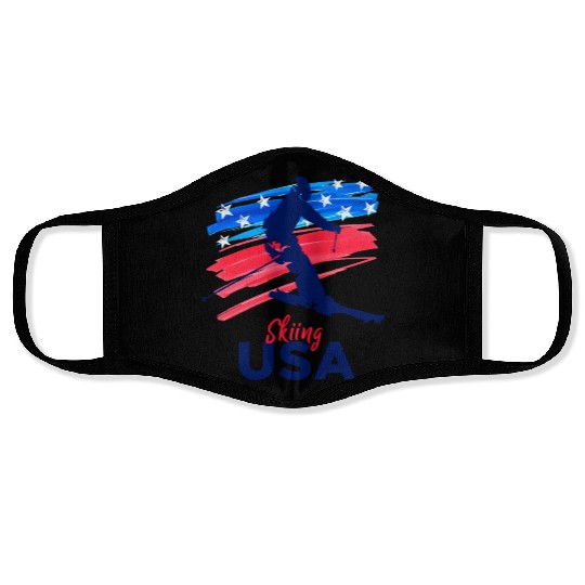 Skiing Usa Support The Team Usa Flag Ski Winter Face Masks