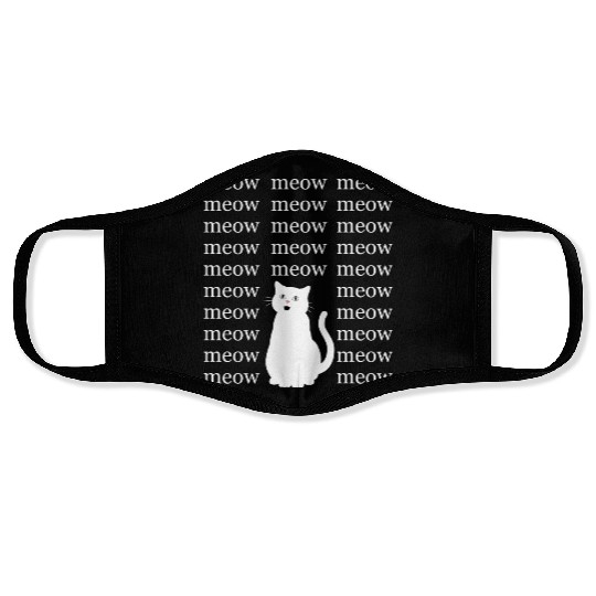 Chatty Cat White Cat hipster Face Masks