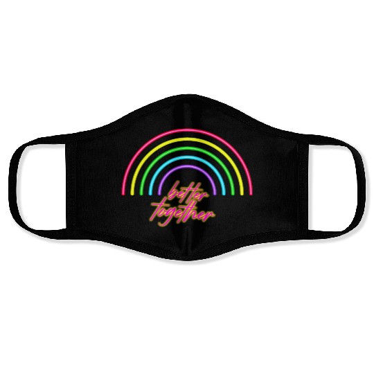Better Together Neon Rainbow vintage Face Masks