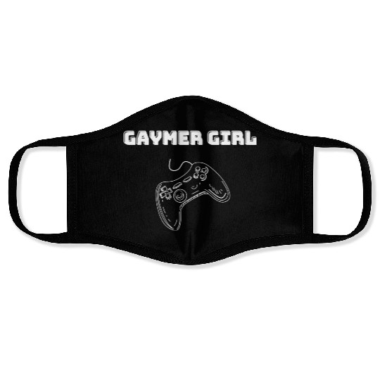 Gaymer Girl Video Gaming Gamer Design green Face Masks