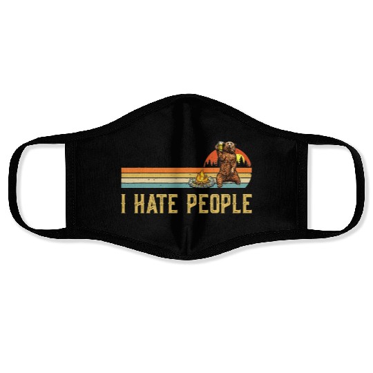 I Hate People Bear Camp Face Masks