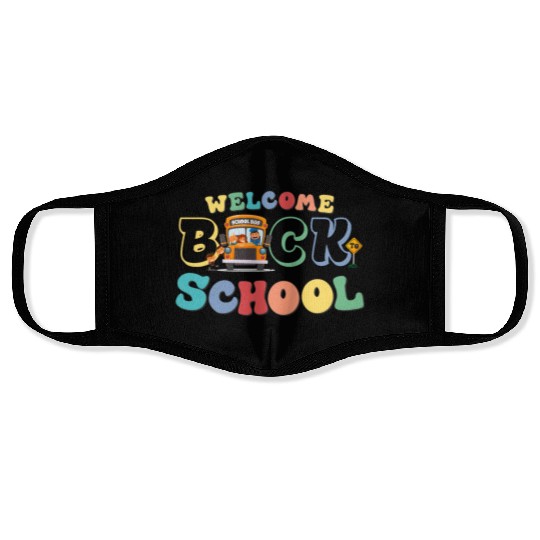 Welcome Back to School for Cute Funny School Bus Face Masks