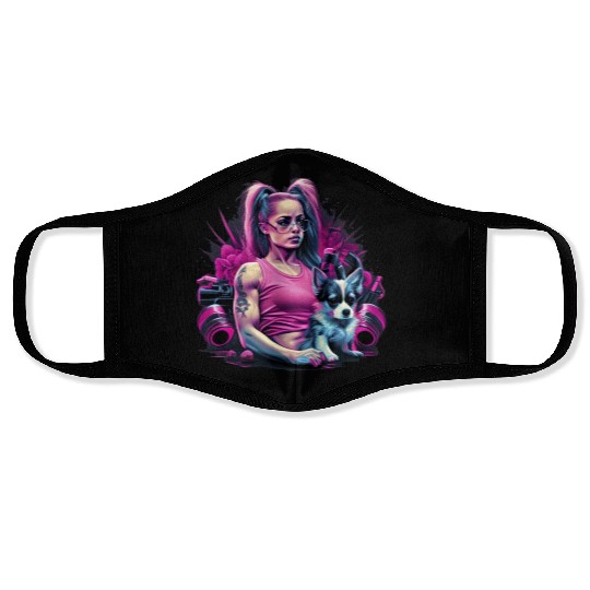 Pink Chihuahua | Fitness Girl Gym Sport Dumbbell Face Masks