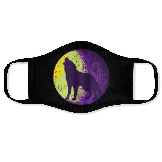 Howling wolf in the moon cool Face Masks
