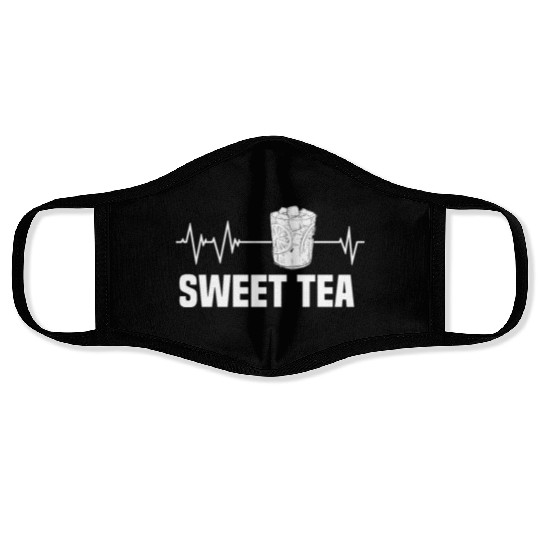 Great Sweet Tea Glass Heartbeat Motif Face Masks