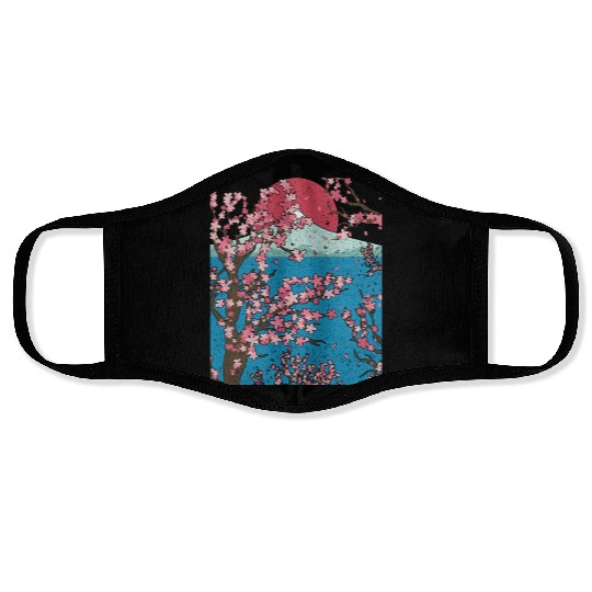Japan cherry blossom gift sunset sakura Face Masks