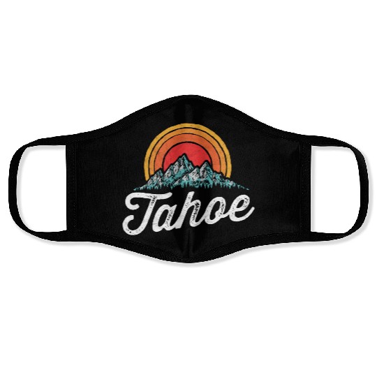 Lake Tahoe Mountain 80s Face Masks